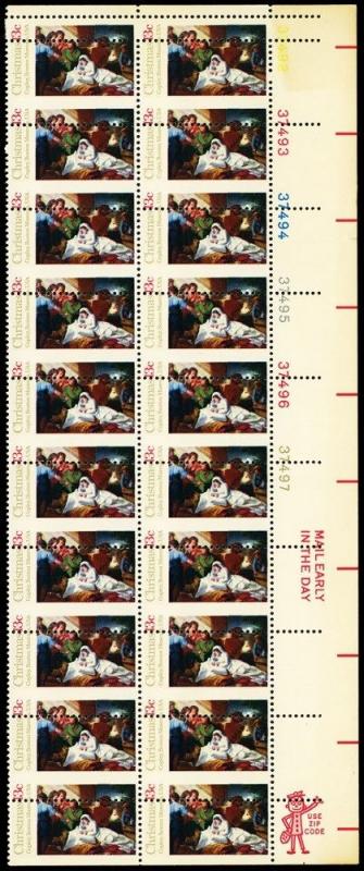1701, Misperforated ERROR Strip of Twenty Stamps 13¢ Christmas - Stuart Katz