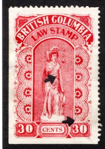 van Dam BCL19 British Columbia Law Stamp - 30c - Fourth Series - 1905-12