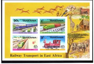 Tanzania 1976  Trains/Birds/Elephants  SS Imperf.MNH Sc#65a