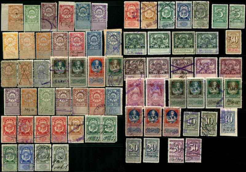 LATVIA Lettland Lettonie REVENUE Document Stamps Stempel Zimog Marka Collection