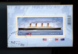 ? TITANIC $1.90 STAMP 2012 Souvenir sheet used Canada 