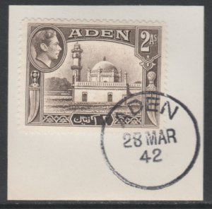 ADEN 1939-48 KG6 2a MOSQUE on piece with MADAME JOSEPH  POSTMARK