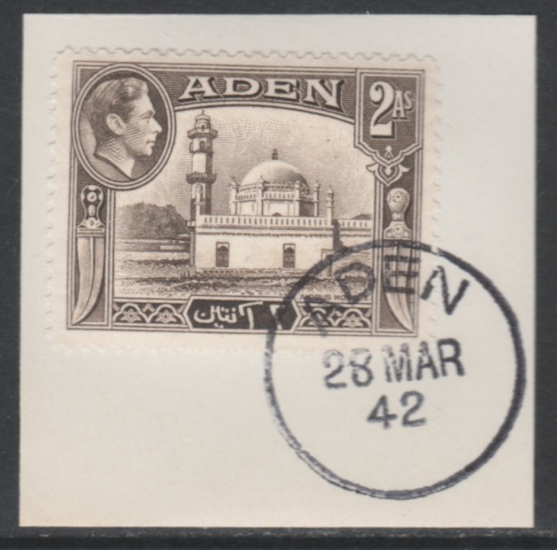 ADEN 1939-48 KG6 2a MOSQUE on piece with MADAME JOSEPH  POSTMARK