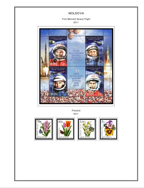 COLOR PRINTED MOLDOVA 2011-2020 STAMP ALBUM PAGES (52 illustrated pages)