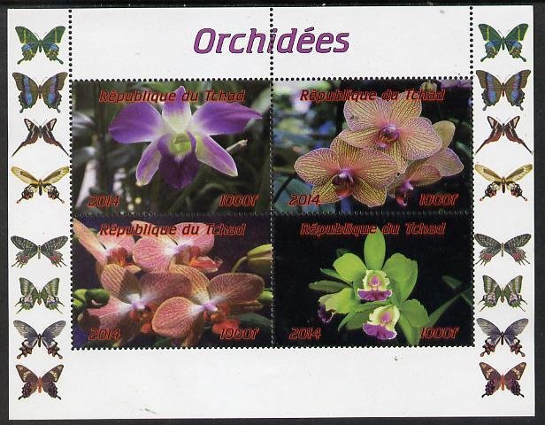 CHAD - 2014 - Orchids - Perf 4v Sheet #2  - MNH - Private Issue