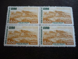 Stamps - Cuba - Scott#C114-C116,E20 - Mint Hinged Set of 4 Stamps in Blocks of 4