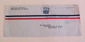 COLOMBIA US CONSUL BARRANQUILLA 1943 FD ROOSEVELT ONCE OWNED THIS COVER