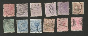 NEW ZEALAND - 12 USED OLD STAMPS - 1874/1878.