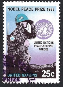 United Nations #548 25¢ Nobel Peace Prize - UN Peace-Keeping Forces. Used.