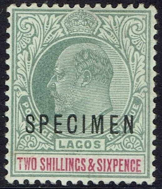 LAGOS 1904 KEVII 2/6 SPECIMEN WMK CROWN CA