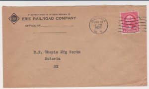 US Mid-Atlantic Advertising Cover (Erie Railroad Co) 1934 Batavia N.Y. Cover