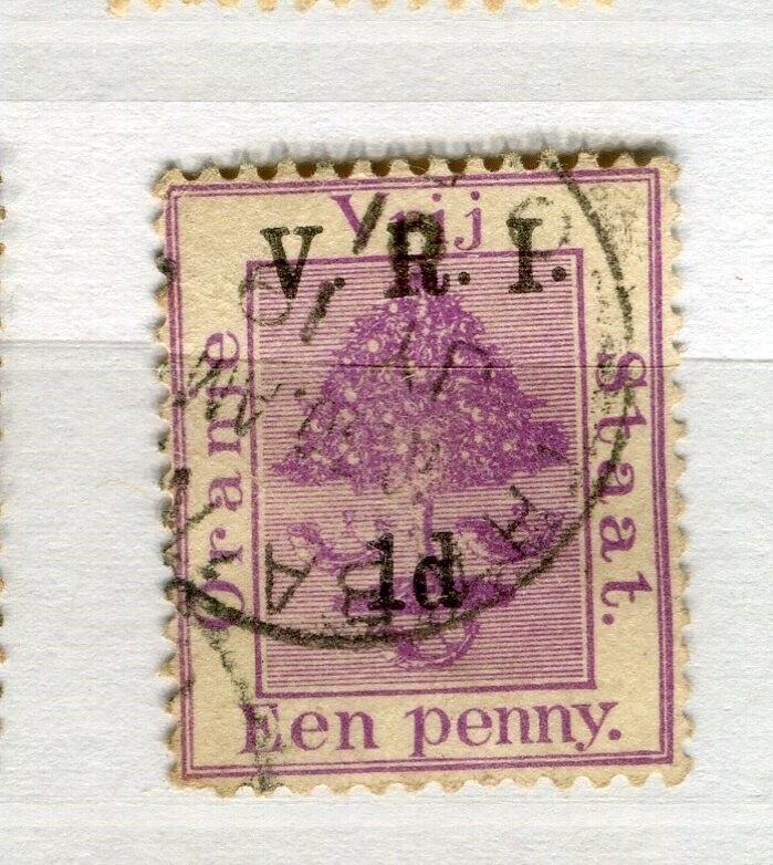 ORANGE FREE STATE; 1900 early classic QV used ' VRI 1d.' surcharged , Postmark.