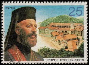 Cyprus 816 - Used - 25m Archbishop Makarios III / Monastery (1993) (cv $2.25)