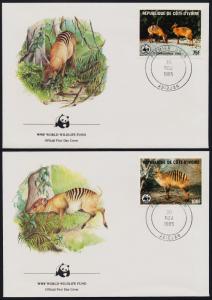 Ivory Coast 764-7 on FDC's - WWF, Striped Anetlopes