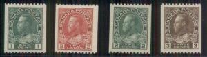 CANADA #131-4 Complete set, p. 12 horiz. og, NH, Scott $289.00