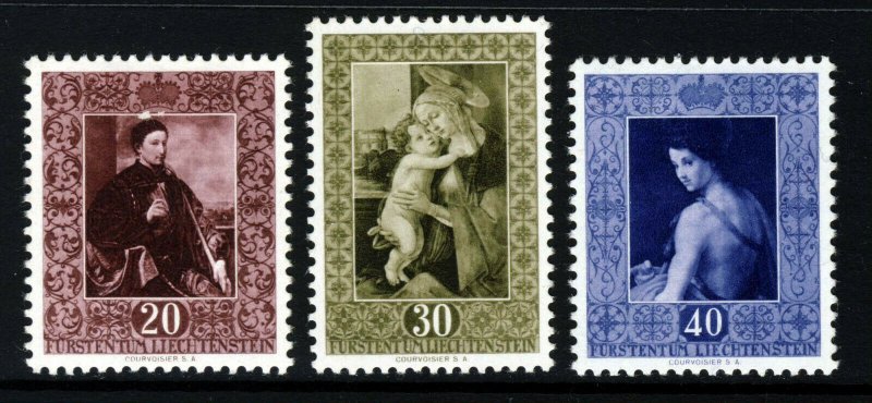 LIECHTENSTEIN 1952 Paintings from Princes Collection Set SG 305 to SG 307 MINT