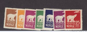 Norway Scott # 104-110 VF lightly hinged set nice colors scv $ 81 ! see pic !