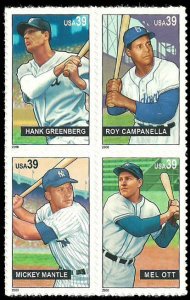 PCBstamps   US #4080/4083a Block $1.56(4x39c)Baseball Sluggers, MNH, (6)