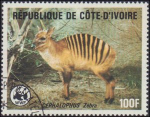 Ivory Coast #764-767, Complete Set(4), 1985, World Wildlife Fund, Animals, Us...