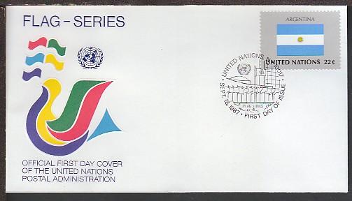 UN New York Argentina Flag 1987 Geneva U/A FDC BIN 19083