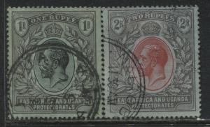 East Africa & Uganda Protectorates KGV 1912 1 and 2 rupees used