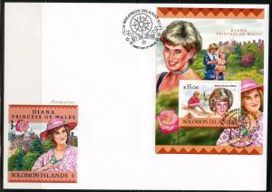 SOLOMON ISLANDS  2016 PRINCESS DIANA  SOUVENIR SHEET FIRST DAY COVER