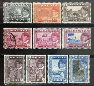 MALAYA 1960 JOHOR Sultan Ismail Definitive Stamps 10V Used M4692a