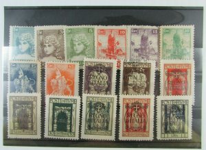 Assorted selection of 16 different Fiume stamps #27-34 #36 #185-92 All sound MH