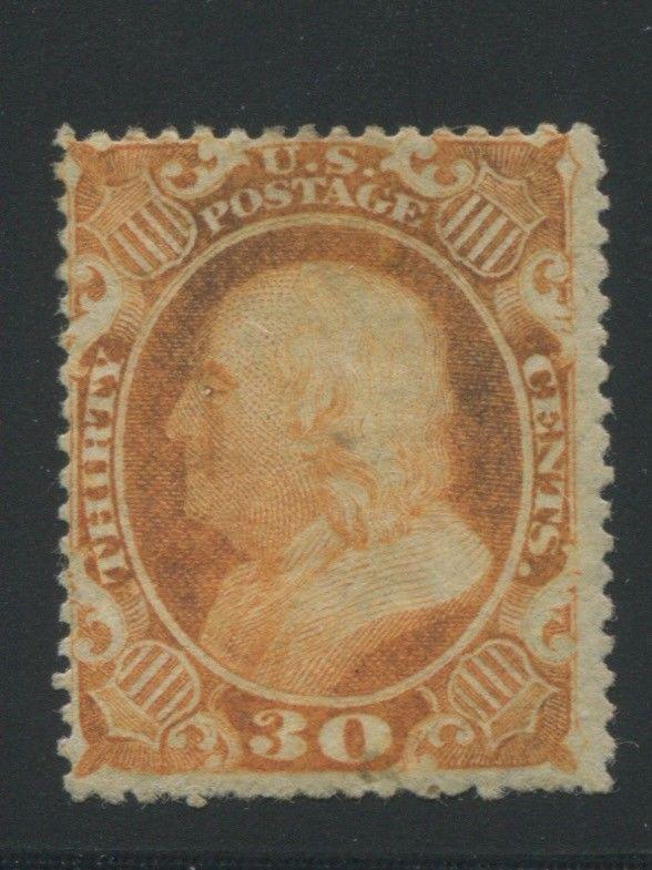 1860 US Stamp #38 30c Mint Original Gum Grade 60 Catalogue Value $1900 Certified