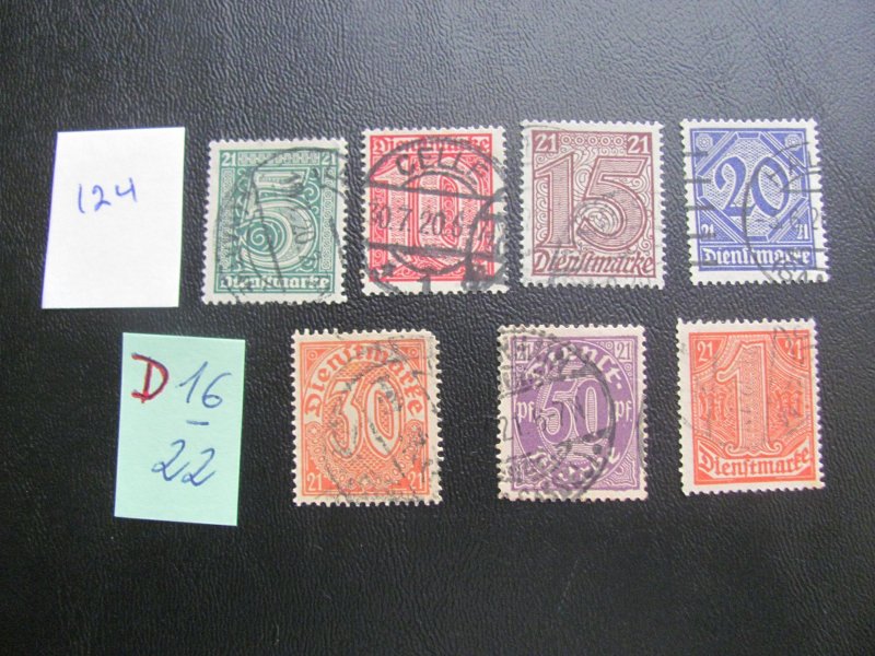 Germany  1920 USED MI. 16-22 OFFICIAL SET VF/XF 18 EUROS (124)