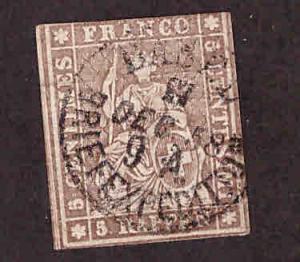 Switzerland Scott 25 Used 1855 Strubel seated Helvetia