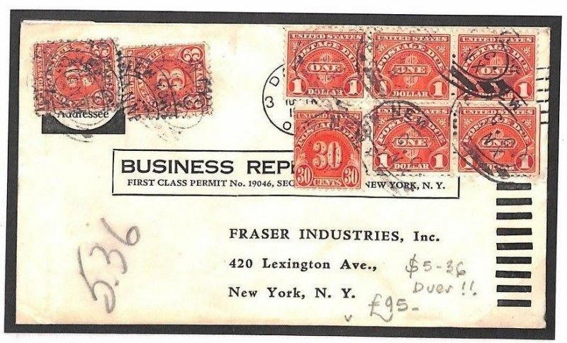 AR249 USA POSTAGE DUE Cover $5.36 *Bundle Rate* RETOUR Business Reply Service