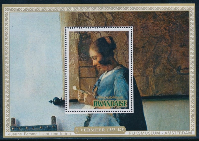 Rwanda - Painting Art Sheet MNH Vermeer (1975) #682