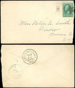 MAY 15, 1882 Clinton NY Cds, Solid Star Fancy Cancel, Binghamton Transit, #207!