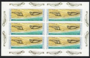 Turkmenistan WWF Caspian Seal 2v stamps IMPERF SHEET RARR 1993 MNH SC#35-38