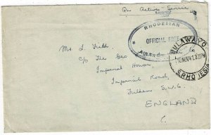 Southern Rhodesia 1941 Bulawayo cancel on cover, oval Air Training Group cachet