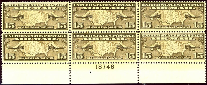 U.S. #C8 MINT PL# BLOCK OG NH