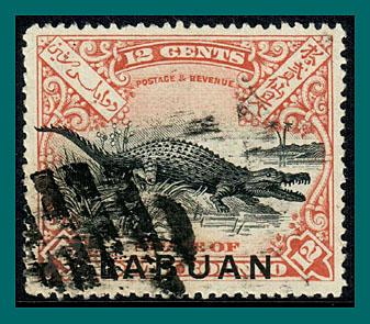 Labuan 1898 Crocodile (corrected, p 16), cancelled #85,SG98c