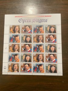 US SCOTT 3154 Sheet 32¢ Opera Singers, (3) P# P33333, MNH- Superb
