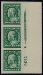 343 SUPERB JUMBO OG NH, Plate Strip of 3, WOW! gg0767