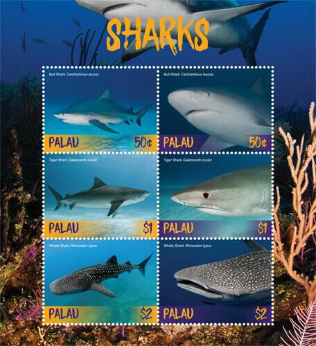 Palau 2018 - Sharks, Ocean Life - Sheet of 6v - Scott 1410 - MNH