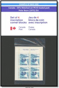 Canada - 597a Matched set PB #3 Sealed pack - Polar Bears (1972) 25¢ - CV 18.00