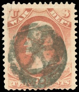 US Scott #O84 2¢ WAR DEPT OFFICIAL, Fort Leavenworth SPOKED WHEEL Fancy Cancel