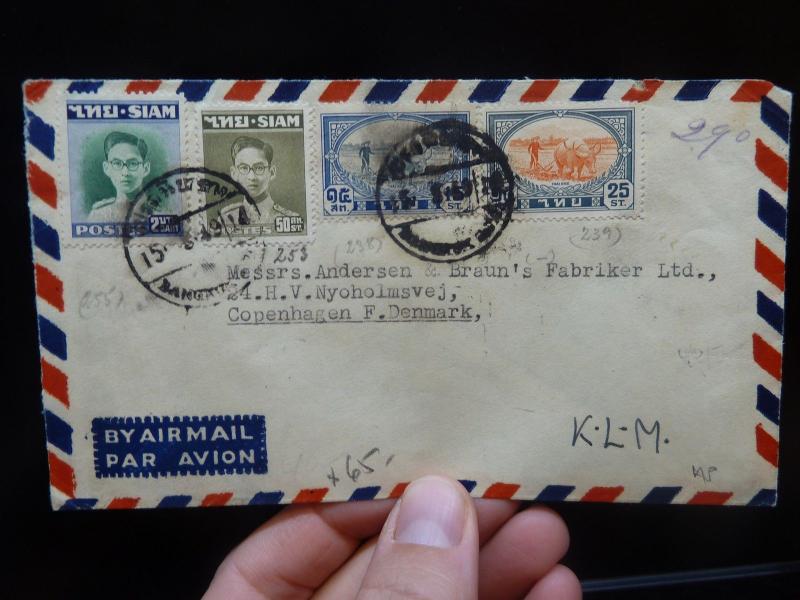 Thailand 2B + 50St + 15St Cow + 25St Cow A/M cover, Denmark, KLM (35bek)