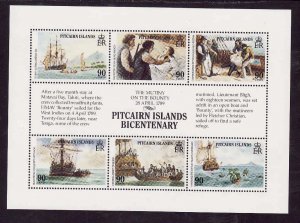 Pitcairn-Sc#321- id12- unused NH sheet-Ships-1989-