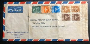 1950s Bombay India Commercial Airmail Cover To Eldoret Kenya British KUT