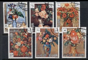 Ras Al Khaima 1972 Mi#865-870 Flowers, Paintings CTO