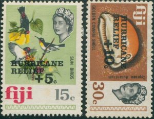 Fiji 1972 SG476-477 Birds Shell HURRICANE RELIEF set MNH