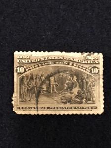 US – 1893 – Single Stamp – SC# 237 – Used & Damaged