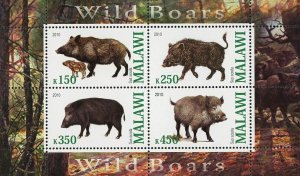 Wild Boars Stamp Wild Animal sus Scrofa Souvenir Sheet of 4 Stamps MNH